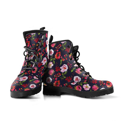 Pastel Floral Blush  Memory Foam Boots | All Season Lace Up Boots | Vegan Leather Combat Boot