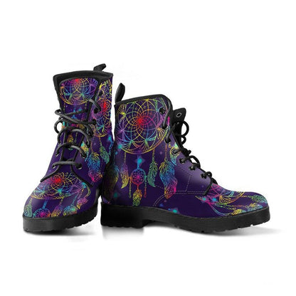 Purple Dreamcatcher  Memory Foam Boots | All Season Lace Up Boots | Vegan Leather Combat Boot