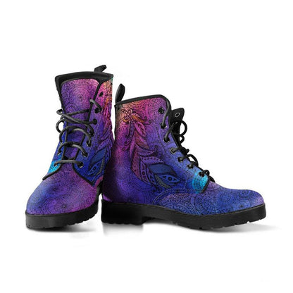 Purple Feather  Memory Foam Boots | All Season Lace Up Boots | Vegan Leather Combat Boot