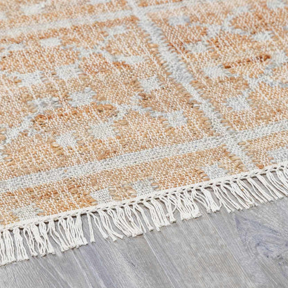 Rice Handcrafted Fringed Jute Carpet