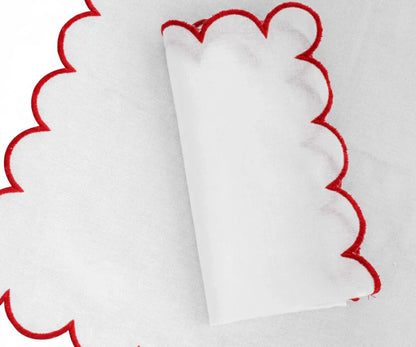 Red Fabric Napkins - Scalloped