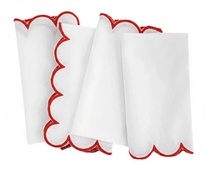 Red Fabric Napkins - Scalloped