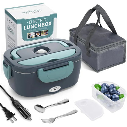 1.5L 60W Electric Lunch Box, Portable Food Warmer Leak Proof Heating Container, for Car, Home Office Use Meal Prep.