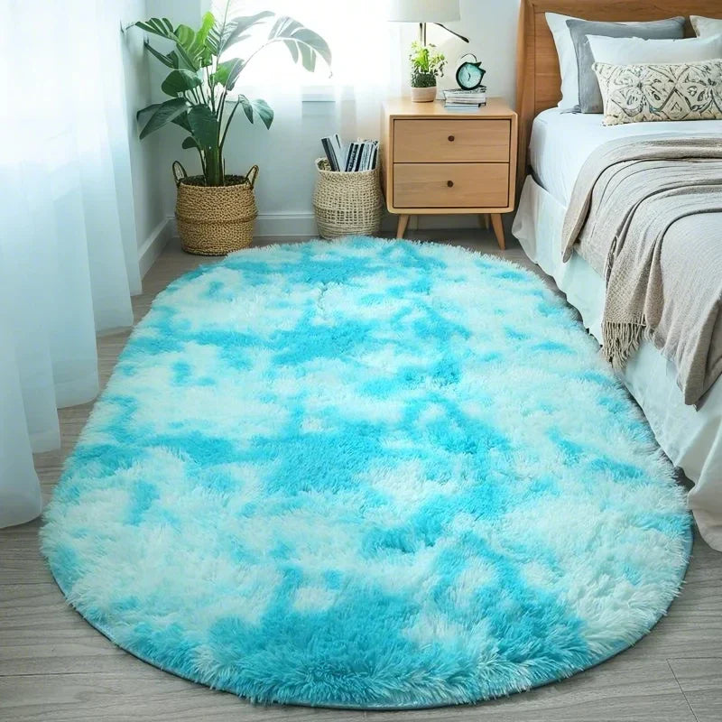 Fluffy Oval Plush Carpet Extra Soft Rug For Living Room ,Sofa Area, Bedroom, Non-Slip Shaggy Floor Mat.