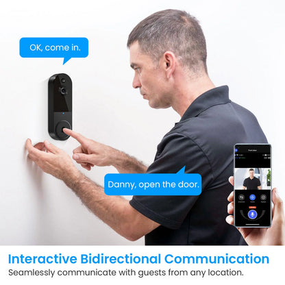 Wireless Video Doorbell with Mic & Speaker, Night View Camera Rechargeable Electronic Doorbell  for Home Safety Protection.