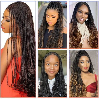 Pre-Stretched French Curly Braiding Hair - Natural Black Crochet Braids (Hot Water Setting)