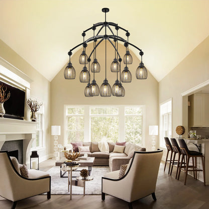 Contemporary Lighting Adjustable Farmhouse Chandelier Black Rope Pendant