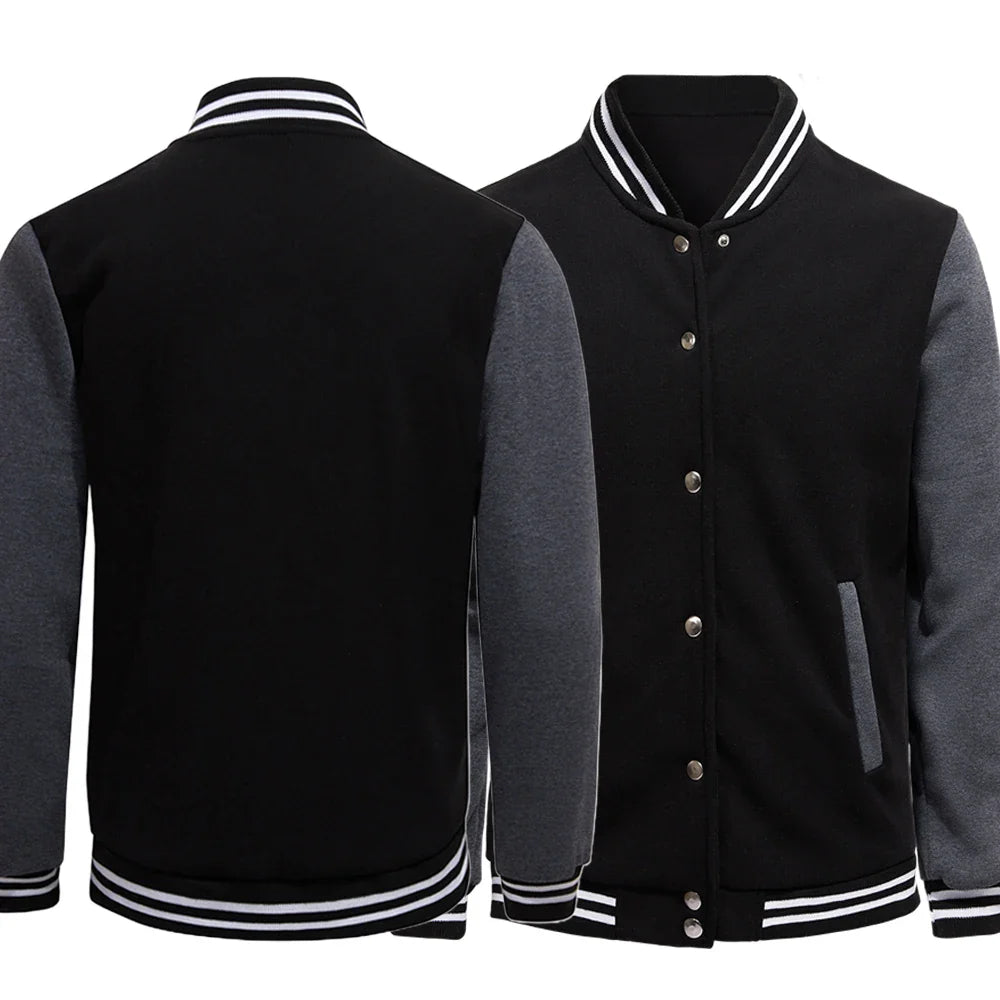 Black Gray White Solid Color Jacket ,Loose Oversize S-5XL Clothes Men, Women Baseball Uniform, Street Coat Warm Fleece Soft Jackets.