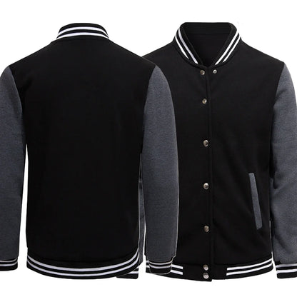 Black Gray White Solid Color Jacket ,Loose Oversize S-5XL Clothes Men, Women Baseball Uniform, Street Coat Warm Fleece Soft Jackets.