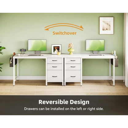 40 Inch Compact Home Office Desk with Fabric Drawers, File Cabinet, Storage Bag.