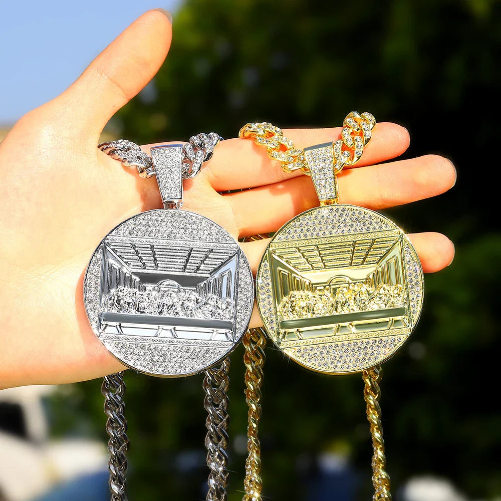 New Last Supper Pendant Chain Necklace, With 14mm Iced Out Fashion Hip Hop Men Charm Pendant.