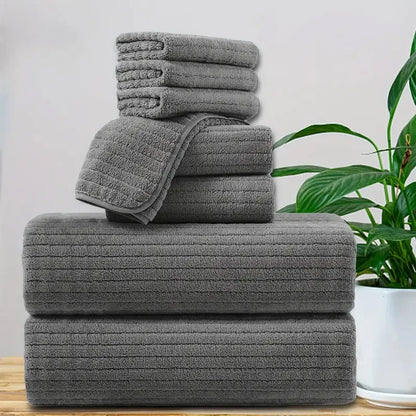 8 Pcs Bath Towel Set - Included 4 Washcloths, 2 Face Towels & 2 Bath Towels.