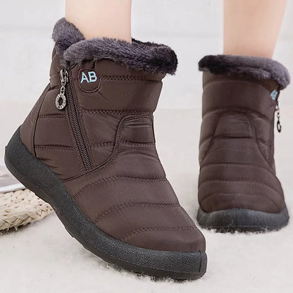 Women Boots Ankle Boots With Fur, Winter Shoes Women Low Heels.