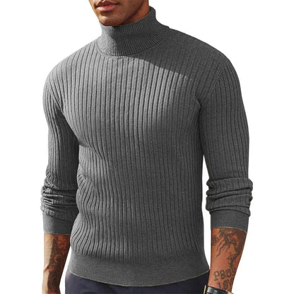Autumn Men Slim Fit Long Sleeve Turtleneck Sweater Knitted Pullover.
