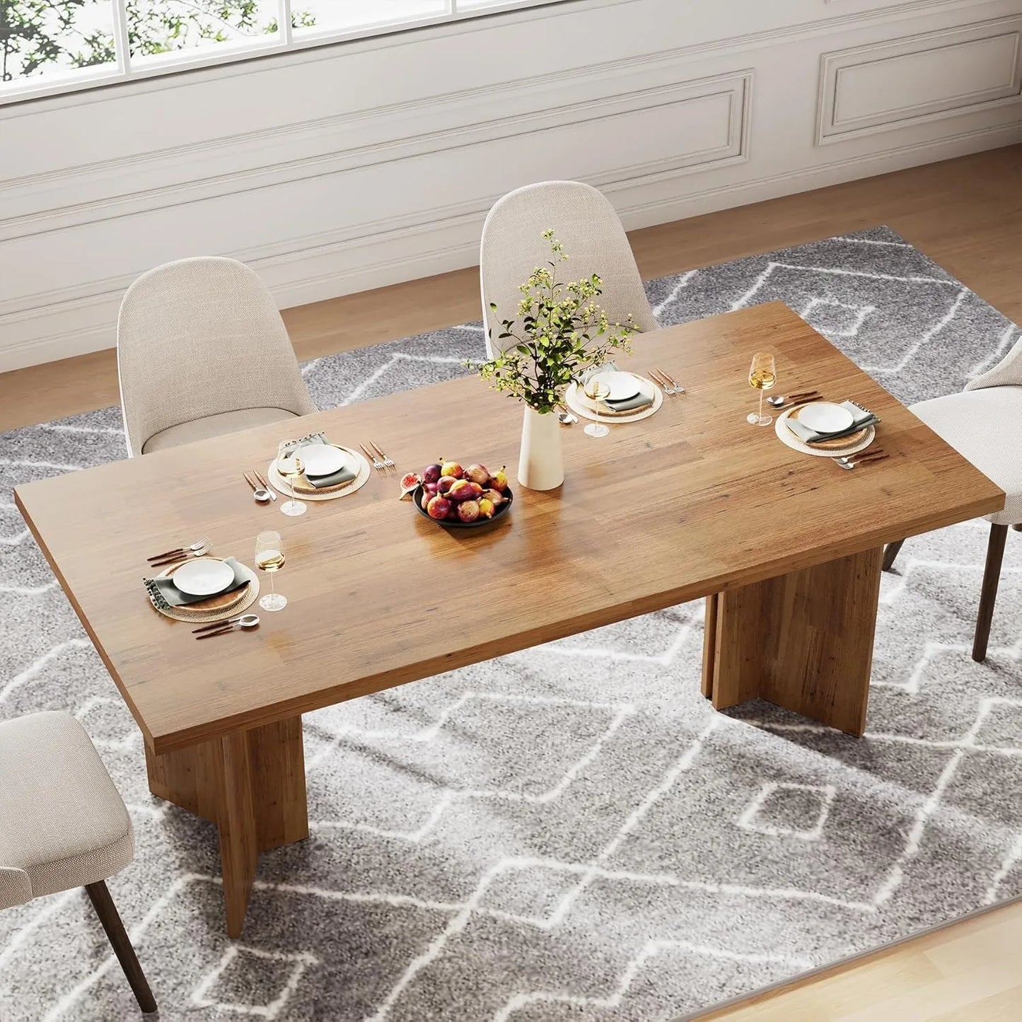 63-inch Dining Table for 4-6, with Large Tabletop, for Dining Room, Living Room.