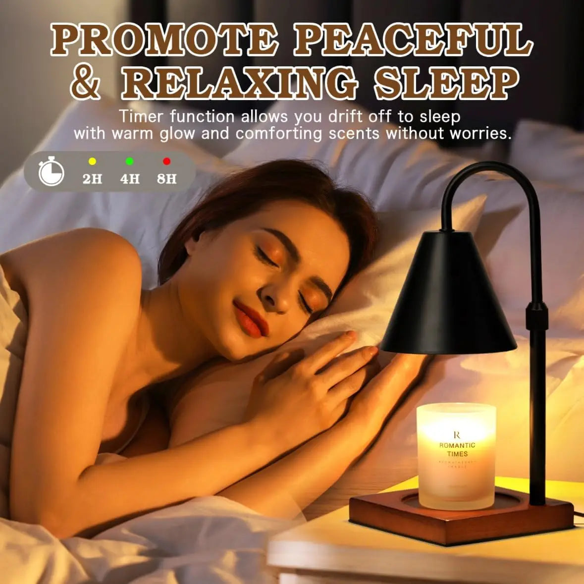 Candle Warmer Lamp, Adjustable Height & Dimmable, with Timer for Home Decor No candles included.