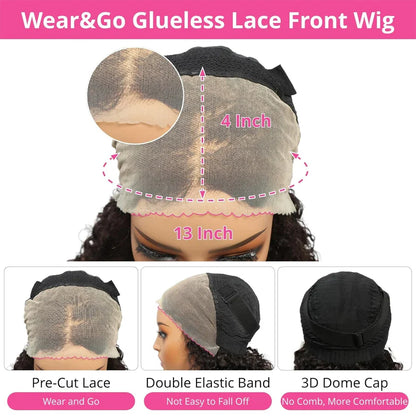 13x4 Glueless Kinky Straight Bob Wig | Ready-to-Wear | Brazilian Remy Human Hair