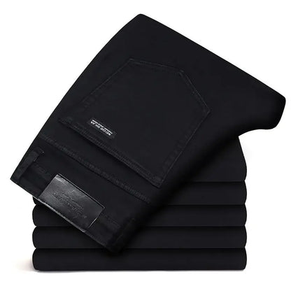 Men Classic Advanced Fashion Brand Jeans Stretch Black Biker.