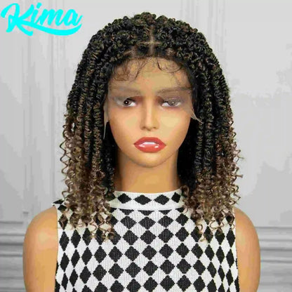 1B/27 Short Passion Twist Lace Front Wig | Knotless Braids | Baby Hair | Synthetic Twist Spring Wig
