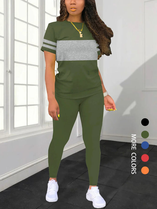 Women's Summer Casual Set, Fashionable Comfortable Ensemble Ladies Clothing Outfit.