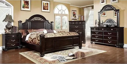 Hot sales 24/7 Shop at Home Syracuse 6-Piece Traditional, Solid Wood Bedroom Set with Chest, Mirrored-Dresser and 2 Nightstands.