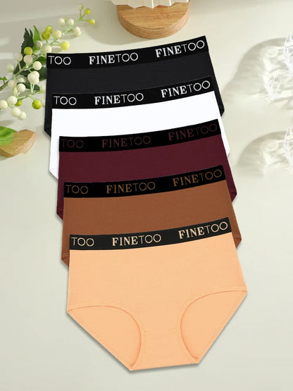 FINETOO 5PCS Cotton Seamless High Waist Underwear, Women's Belts Panties Low Waist, Plus Size Lingerie New.
