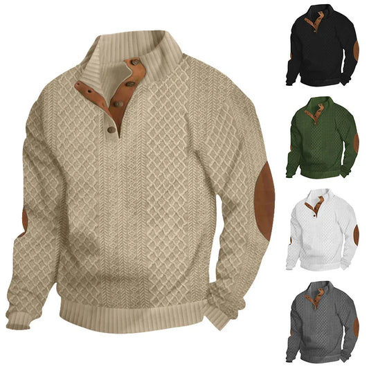 2024 cross-border hot-selling autumn and winter men casual, stand-up collar jacquard knitted pullover.