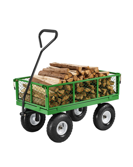 Steel Garden Cart on Wheels  Pullable 180°Rotating Handle