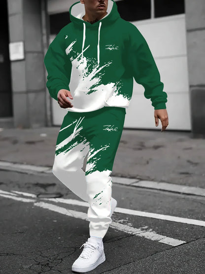 2025 Spring and Autumn, New Men hoodie set casual roller skating, 3D printed street men wear.