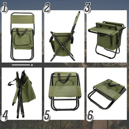 Fishing Chair with Cooler Bag, Foldable Fishing Stool Supports 220Lbs, Portable Lightweight Chair Outdoor Camping.