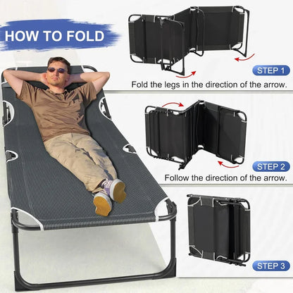 Camping Cot with Mattress, 4-Position Folding Camping Bed Hold up 330lbs.