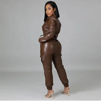 Two Piece Long Sleeve Cardigan Hidden Breasted Solid Zipper Fly Pencil Pants Slim Fit .