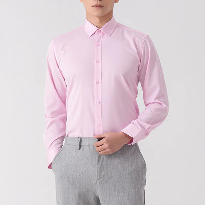 Men Solid Color Business Shirt Formal Fashion, Thin Classic White Long Sleeve Shirt.