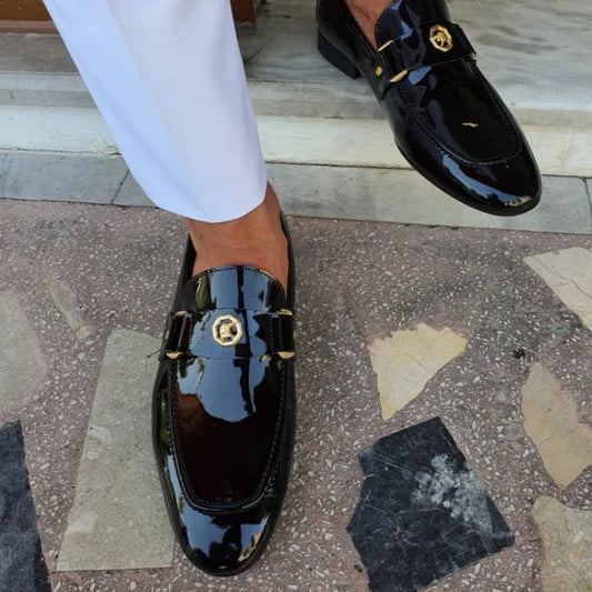 New Black Loafers, Men Slip-On Round Toe Fashion Dress Shoes, for Men Size 38-47.