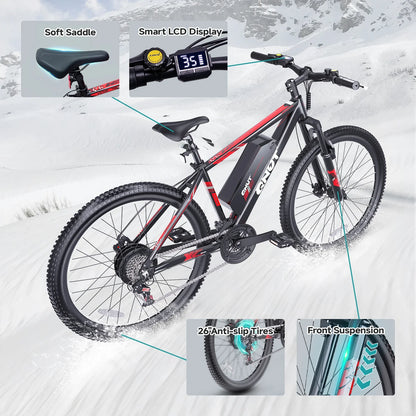 QNUT Victor3.0 Mountain electric Bicycle,1000W, 36V 10.4AH 26" Tire, All-Terrain E-Bike.