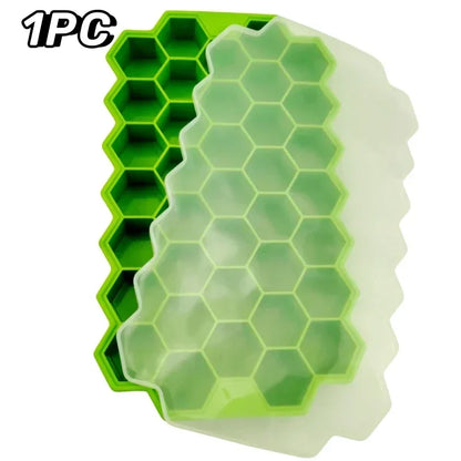 37 Grid Ice Cube Trays Freezer with Lid, Silicone for Small Ice Cube Molds, Easy-Release Reusable.