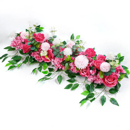 100cm Luxury White Rose Artificial Flower Row Wedding Table Centerpiece Flowers.