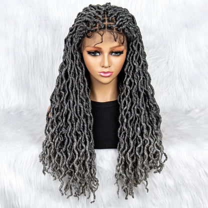 Knotless Box Braided Wig with Curly Ends & Baby Hair | Synthetic Lace Front Wig for Black Women