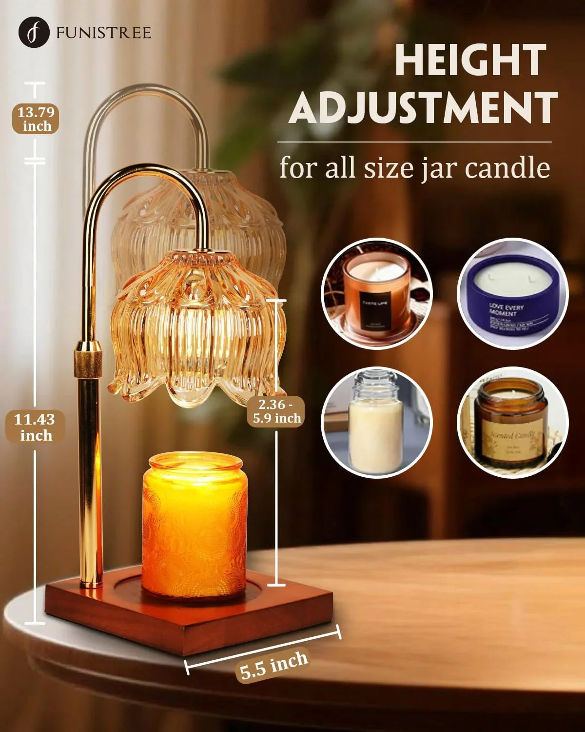 Flower Candle Warmer Lamp with Timer, Gifts for Women, Mom Birthday, House Warming, New Home.