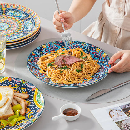 6/12 Piece Porcelain Dinner Plates, Crockery Breakfast Plate Set. Scratch Resistant Flat Plate Set for 6.
