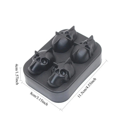 10 Grid Skull Ice Cube Mold for Halloween, Kitchen Baking Tools Reusable, Silicone Mold for Chocolate Candy, Ice Cream Mold.