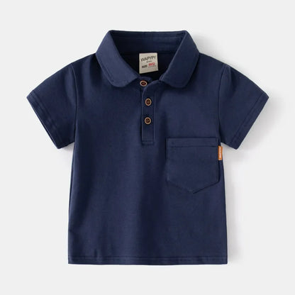 Boys Cotton Polo Shirts Children Kids Girl T shirt 2025,White Solid ColorTops