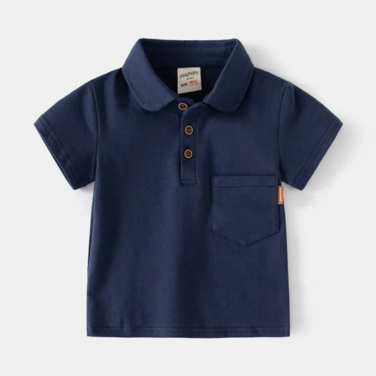 Boys Cotton Polo Shirts Children Kids Girl T shirt 2025,White Solid ColorTops