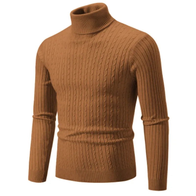 New Men High Neck Sweater, Solid Color Pullover Knitted Warm Casual Turtleneck Woolen Winter Outdoor Tops.