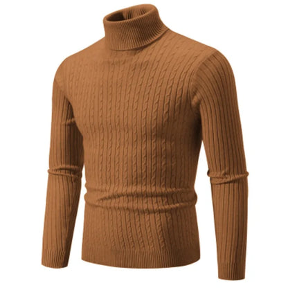 New Men High Neck Sweater, Solid Color Pullover Knitted Warm Casual Turtleneck Woolen Winter Outdoor Tops.