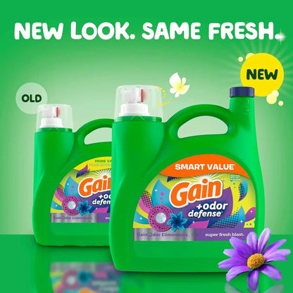 Odor Defense Liquid Laundry Detergent Super Fresh Blast Scent, HE Compatible, 107 Loads 154 fl oz,Laundry Detergent