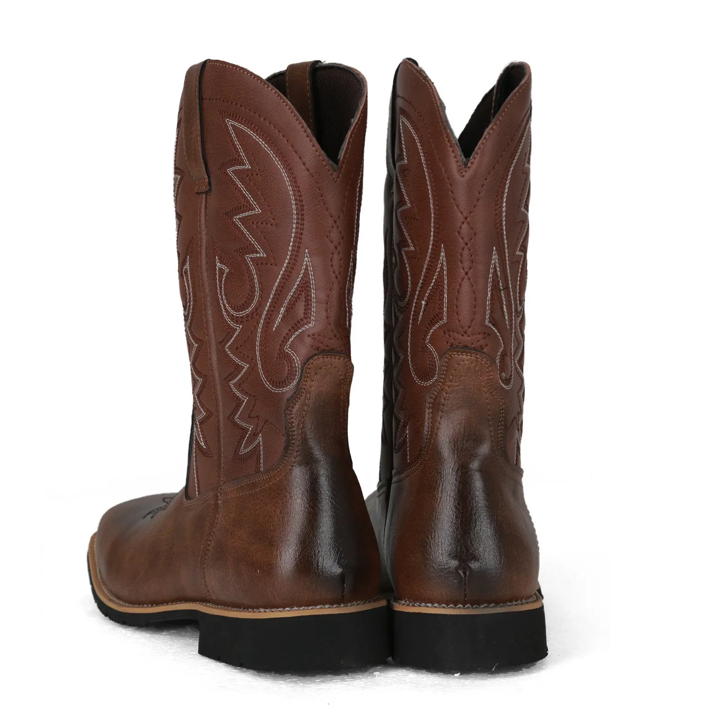 Men Boots Mid Calf Western Cowboy Motorcycle Boots Male Autumn Outdoor PU Leather Totem Med-Calf Boots Retro Designed Men Shoes