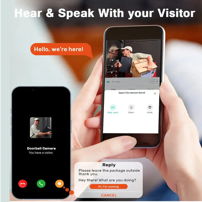 Smart Video Doorbell Camera, 480PHD Wireless doorbell for Home Security, Night Vision, Voice Change, 2-Way Audio, Waterproof.