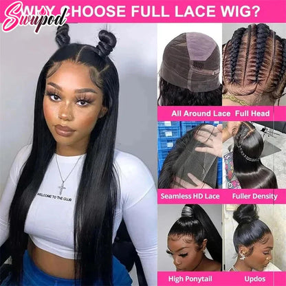 360 & 13x4/13x6 HD Lace Front Wig | Bone Straight | Brazilian Remy Hair | Transparent Lace