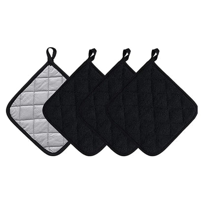 Kitchen Pot Holder Set, Heat Resistant Pure Cotton Potholder Kit, Large Coasters Hot Pads 4Pcs,17x17cm Terry Pot Holders.